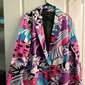 Ashley Stewart Pink and Purple Patterned Blazer